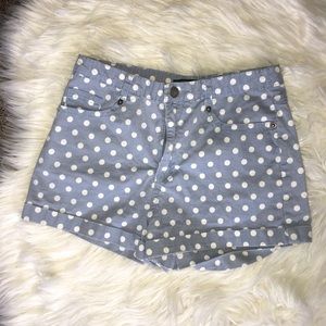 Chambray Polka Dot Mid-Rise Shorts